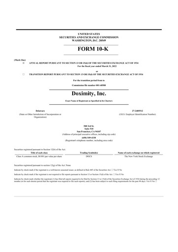 Thumbnail Doximity 10-K Annual Report 2022