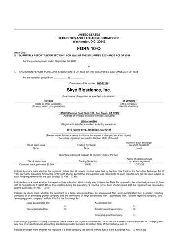 Vorschaubild Skye Bioscience 10-Q Quartalsbericht 2021 
