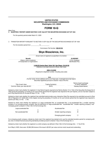 Vorschaubild Skye Bioscience 10-Q Quartalsbericht 2025 