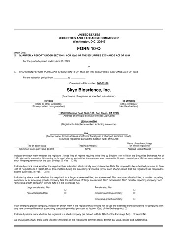 Vorschaubild Skye Bioscience 10-Q Quartalsbericht 2025 