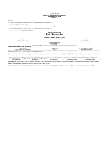 Thumbnail Origin Bancorp 10-Q Quarterly Report FY2023 