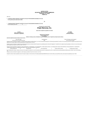 Thumbnail Origin Bancorp 10-Q Quarterly Report FY2023 
