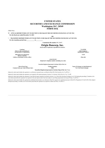 Thumbnail Origin Bancorp 10-K Annual Report 2023