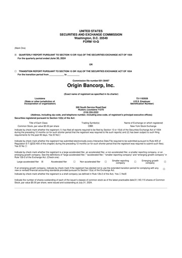 Thumbnail Origin Bancorp 10-Q Quarterly Report FY2024 