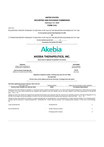 Vorschaubild Akebia Therapeutics 10-Q Quartalsbericht 2025 