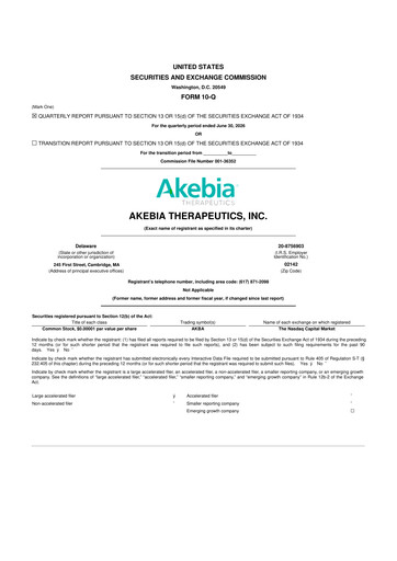 Miniature Akebia Therapeutics 10-Q Rapport trimestriel 2026 