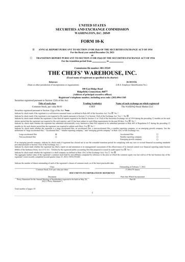 Thumbnail Chefs' Warehouse 10-K Annual Report 2021