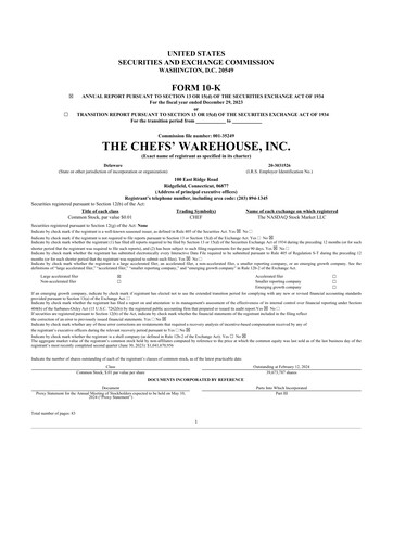 Thumbnail Chefs' Warehouse 10-K Annual Report 2023