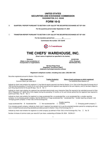 Miniature Chefs' Warehouse 10-Q Rapport trimestriel 2024 