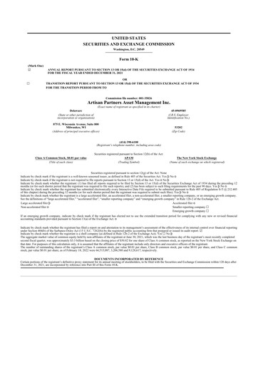 Thumbnail Artisan Partners 10-K Annual Report 2021