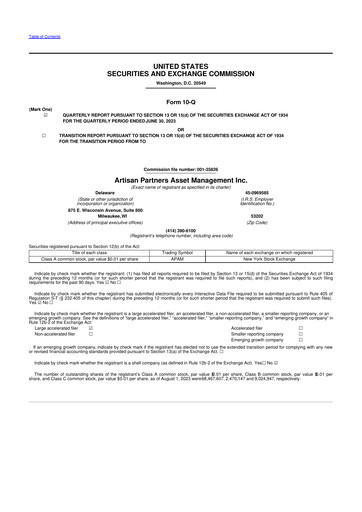 Miniature Artisan Partners 10-Q Rapport trimestriel 2023 