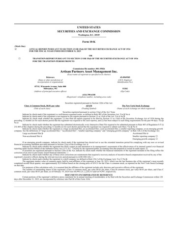 Thumbnail Artisan Partners 10-K Annual Report 2023