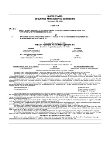 Miniature Artisan Partners 10-K Rapport annuel 2025