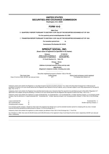 Thumbnail Sprout Social
 10-Q Quarterly Report FY2020 