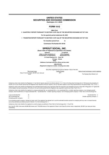 Thumbnail Sprout Social
 10-Q Quarterly Report FY2022 