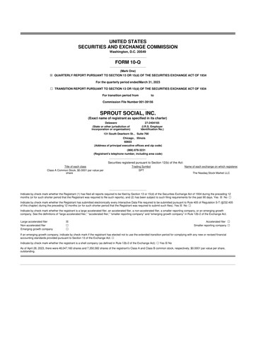 Thumbnail Sprout Social
 10-Q Quarterly Report FY2023 