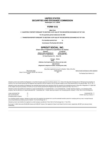 Miniature Sprout Social
 10-Q Rapport trimestriel 2026 