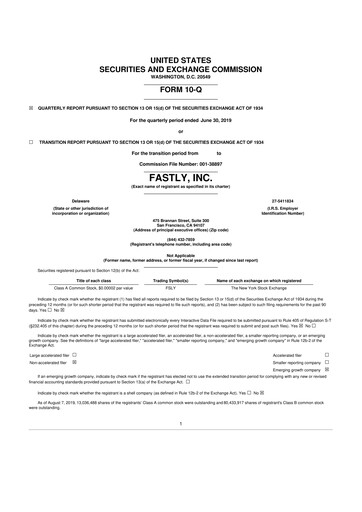 Thumbnail Fastly
 10-Q Quarterly Report FY2019 