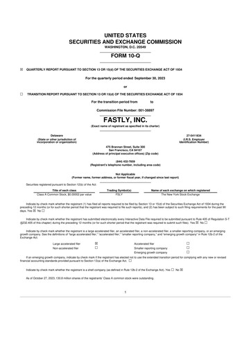 Thumbnail Fastly
 10-Q Quarterly Report FY2023 