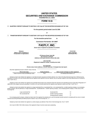 Miniature Fastly
 10-Q Rapport trimestriel 2026 