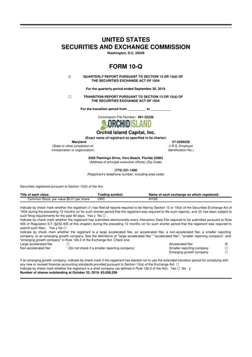 Thumbnail Orchid Island Capital
 10-Q Quarterly Report FY2019 