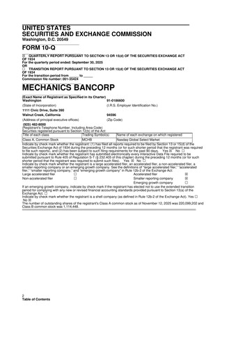 Thumbnail Mechanics Bancorp 10-Q Quarterly Report FY2025 