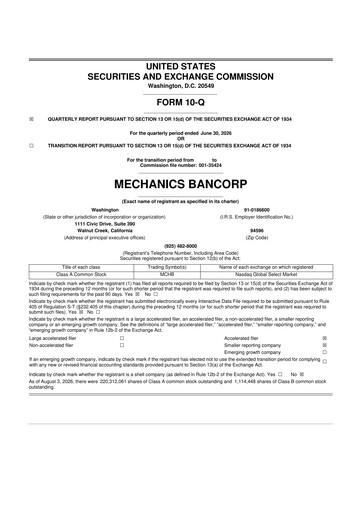 Vorschaubild Mechanics Bancorp 10-Q Quartalsbericht 2026 