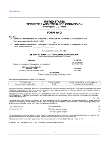 Miniature Skyward Specialty Insurance Group 10-Q Rapport trimestriel 2023 