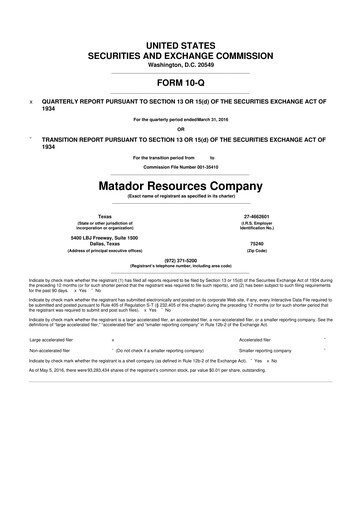 Thumbnail Matador Resources 10-Q Quarterly Report FY2016 