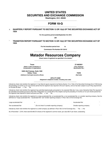 Thumbnail Matador Resources 10-Q Quarterly Report FY2016 