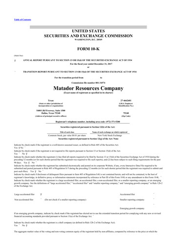 Thumbnail Matador Resources 10-K Annual Report 2017