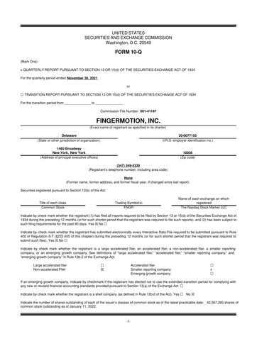 Thumbnail FingerMotion
 10-Q Quarterly Report FY2022 