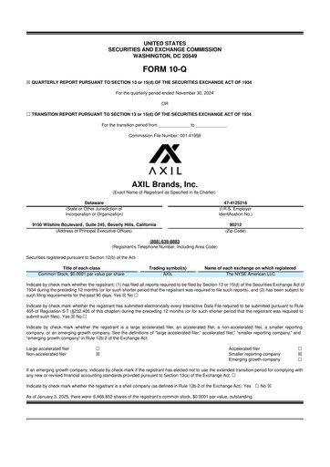 Thumbnail AXIL Brands 10-Q Quarterly Report FY2025 