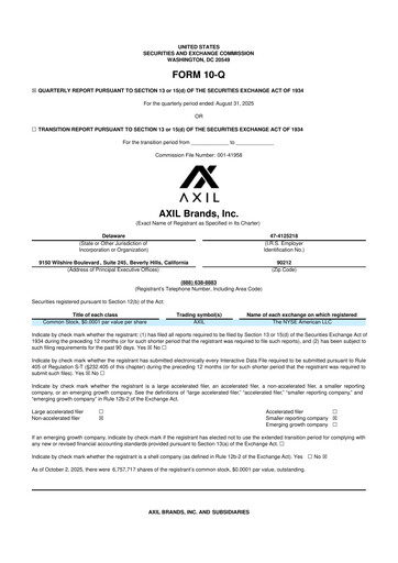 Thumbnail AXIL Brands 10-Q Quarterly Report FY2026 