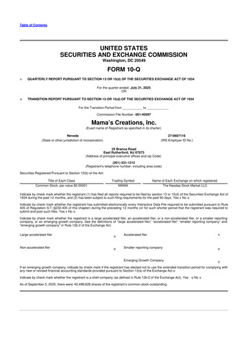 Thumbnail Mama's Creations 10-Q Quarterly Report FY2026 