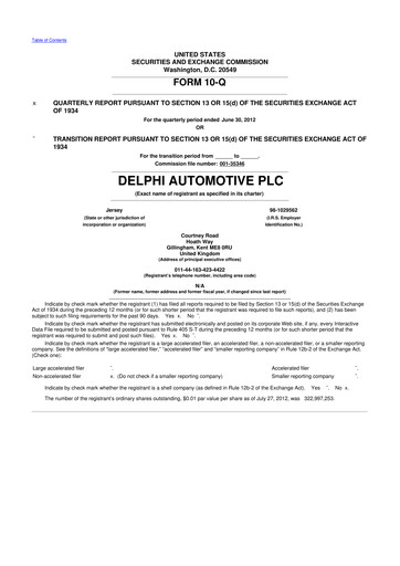 Vorschaubild Aptiv 10-Q Quartalsbericht 2012 