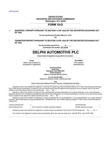Vorschaubild Aptiv 10-Q Quartalsbericht 2016 