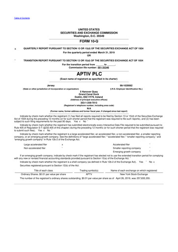 Vorschaubild Aptiv 10-Q Quartalsbericht 2019 
