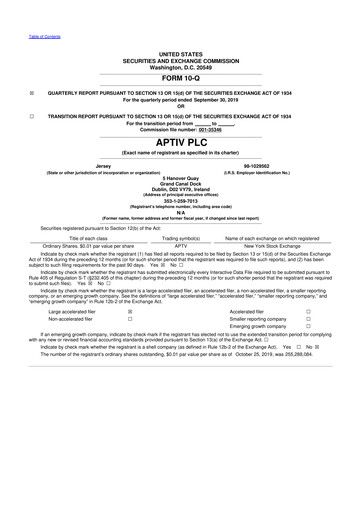 Vorschaubild Aptiv 10-Q Quartalsbericht 2019 