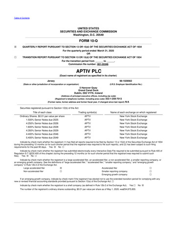 Vorschaubild Aptiv 10-Q Quartalsbericht 2020 