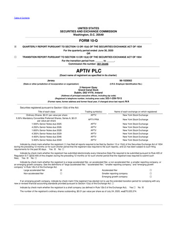 Vorschaubild Aptiv 10-Q Quartalsbericht 2020 