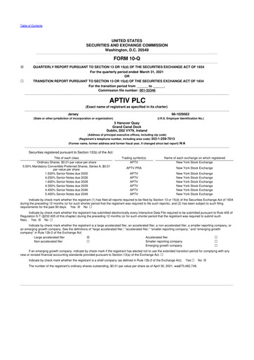 Vorschaubild Aptiv 10-Q Quartalsbericht 2021 
