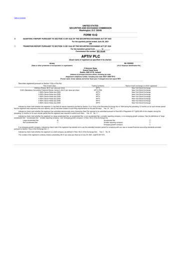 Vorschaubild Aptiv 10-Q Quartalsbericht 2021 