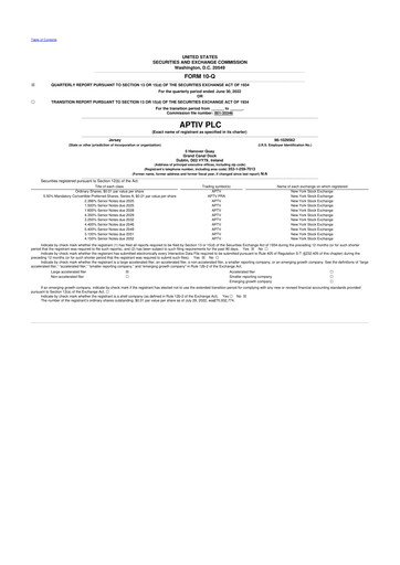 Vorschaubild Aptiv 10-Q Quartalsbericht 2022 