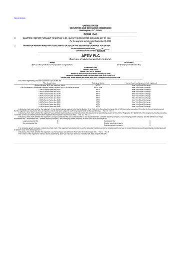 Vorschaubild Aptiv 10-Q Quartalsbericht 2022 