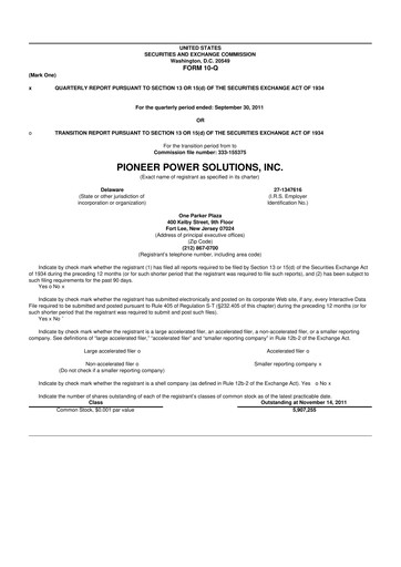 Thumbnail Pioneer Power Solutions 10-Q Quarterly Report FY2011 