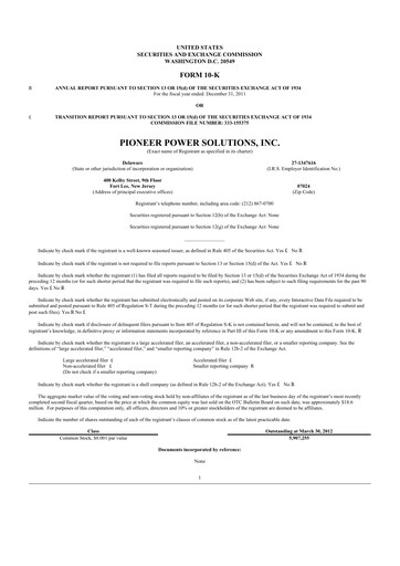 Thumbnail Pioneer Power Solutions 10-K Annual Report 2011