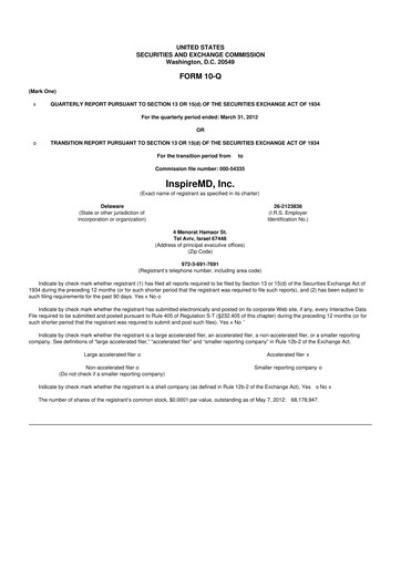 Thumbnail InspireMD 10-Q Quarterly Report FY2012 