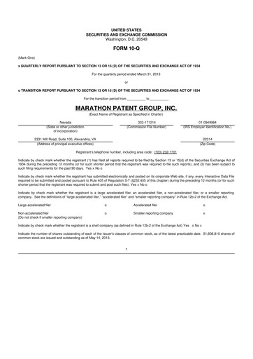 Thumbnail MARA Holdings
 10-Q Quarterly Report FY2013 