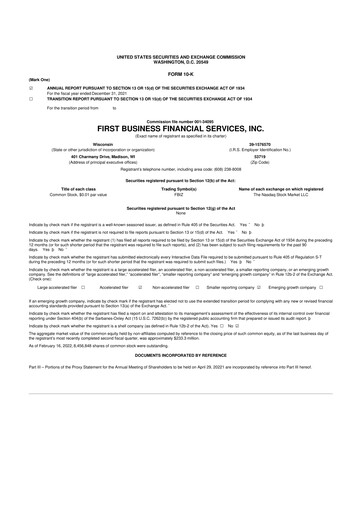 Thumbnail First Business Financial Services 10-K Annual Report 2021